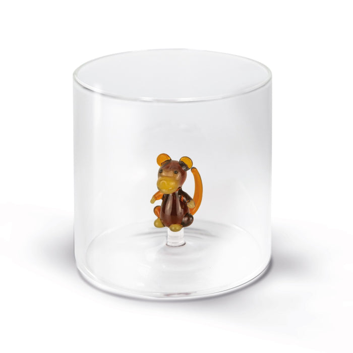 Bicchiere in vetro borosilicato con soggetto in vetro colorato all'interno