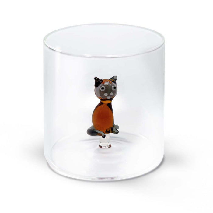 Bicchiere in vetro borosilicato con soggetto in vetro colorato all'interno