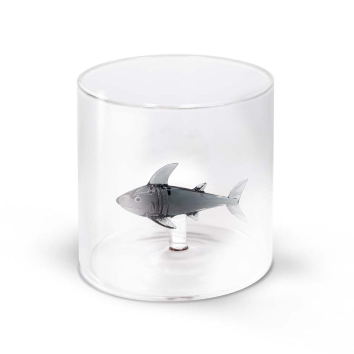 Bicchiere in vetro borosilicato con soggetto in vetro colorato all'interno