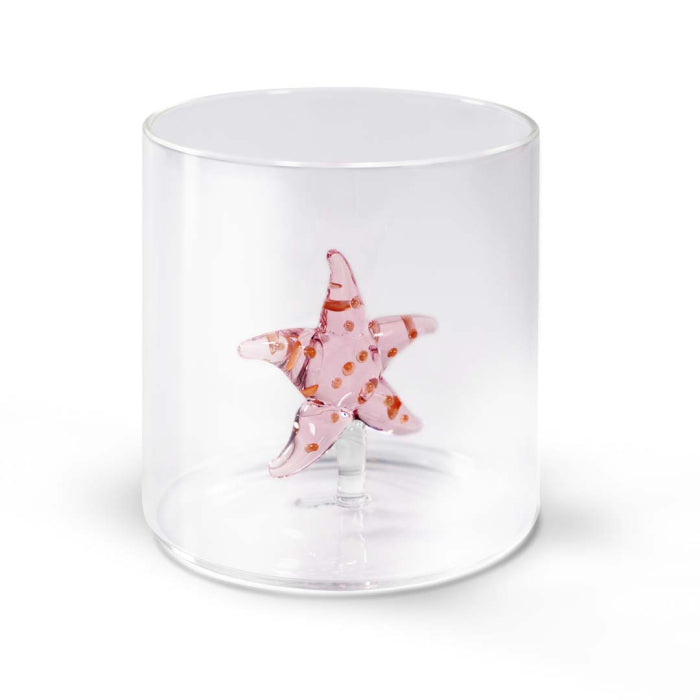 Bicchiere in vetro borosilicato con soggetto in vetro colorato all'interno