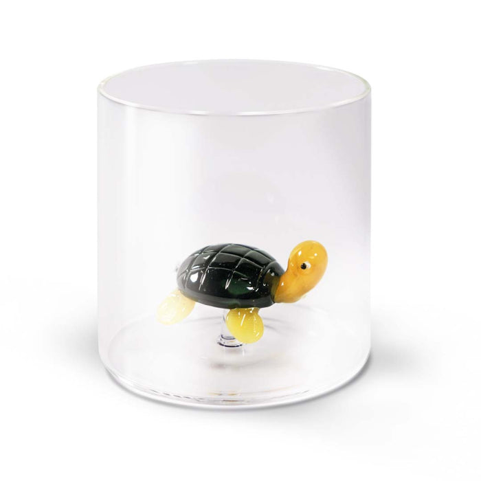 Bicchiere in vetro borosilicato con soggetto in vetro colorato all'interno