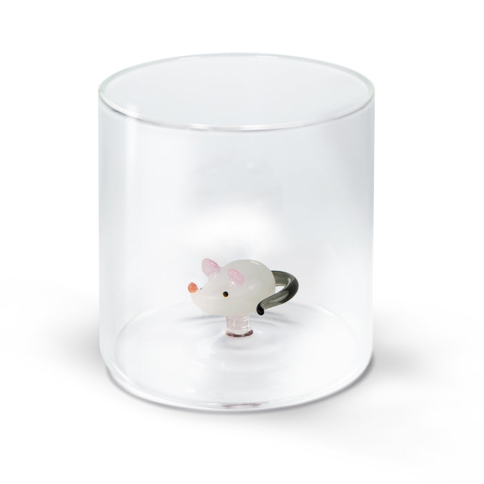 Bicchiere in vetro borosilicato con soggetto in vetro colorato all'interno