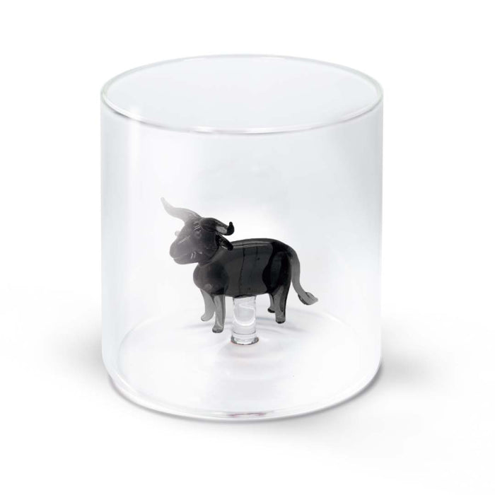 Bicchiere in vetro borosilicato con soggetto in vetro colorato all'interno