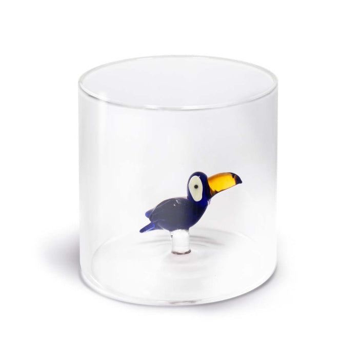Bicchiere in vetro borosilicato con soggetto in vetro colorato all'interno