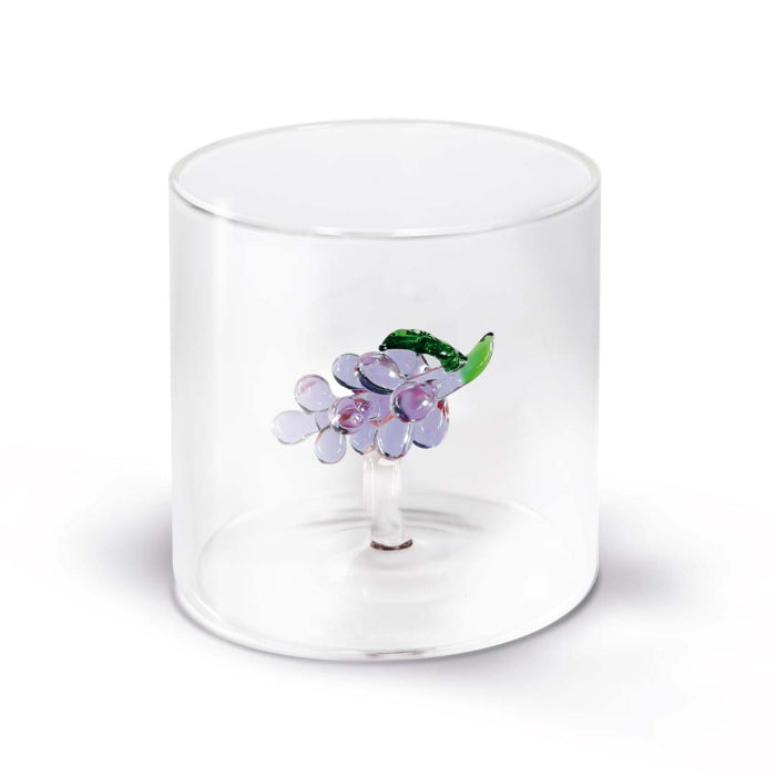 Bicchiere in vetro borosilicato con soggetto in vetro colorato all'interno