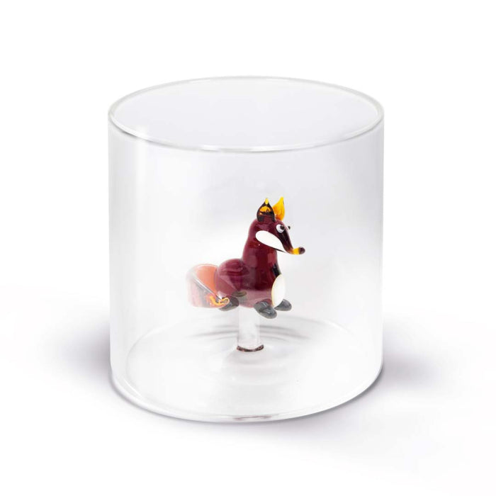 Bicchiere in vetro borosilicato con soggetto in vetro colorato all'interno
