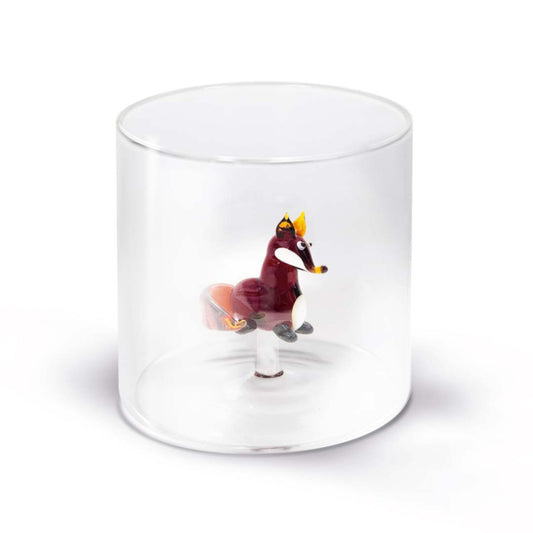 Bicchiere in vetro borosilicato con soggetto in vetro colorato all'interno